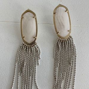 Kendra Scott White Fringe Earrings